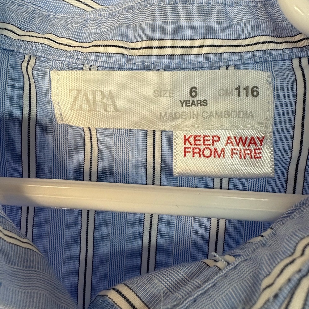Zara Blue Striped Button Down Shirt for Kids - Picture 5 of 5